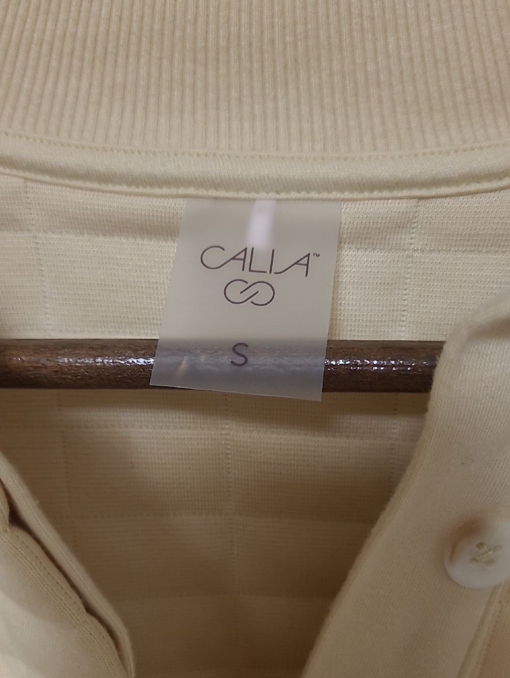 Calia Cropped Quilted Button-Neck Pullover in Soft Pale Yellow - Picture 2 of 5